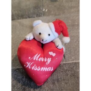 Plush teddy bear heart Merry kissmas ornament xmas Decor figure